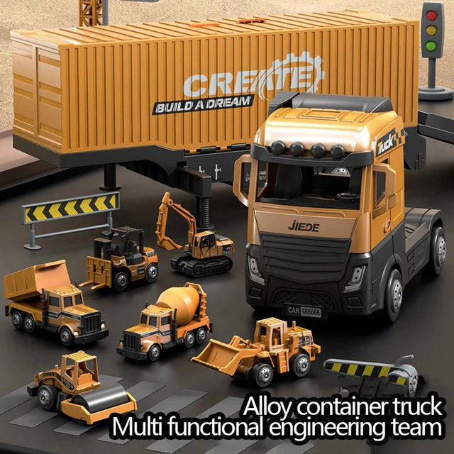 Bulldozer Tower Crane Truck Excavator Toys Set