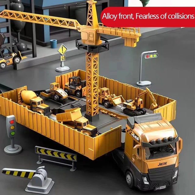 Bulldozer Tower Crane Truck Excavator Toys Set