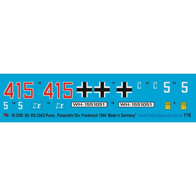 Sd. Kfz 234/2 Puma , Panzerlehr Div. Frankreich 1944