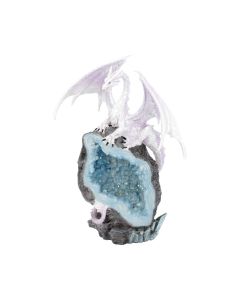 Cobalt Custodian Fantasy Blue Dragon Sitting On A Geode 23cm