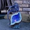 Cobalt Custodian Fantasy Blue Dragon Sitting On A Geode 23cm
