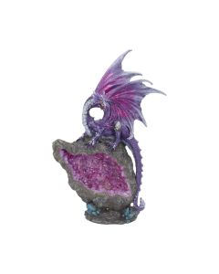 Cobalt Custodian Fantasy Blue Dragon Sitting On A Geode 23cm