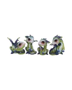 Set of Four Hatchlings Emergence Dragonling Hatching from Egg Figurine
