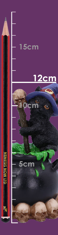 Spook Witches Familiar Black Cat and Bubbling Cauldron Figurine