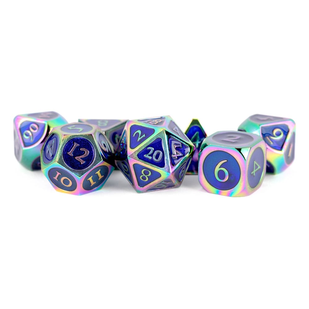 FanRoll Dice Set Rainbow with Blue Enamel (7)