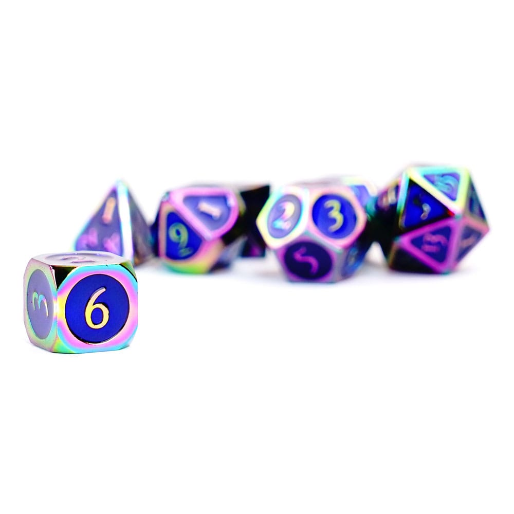 FanRoll Dice Set Rainbow with Blue Enamel (7)