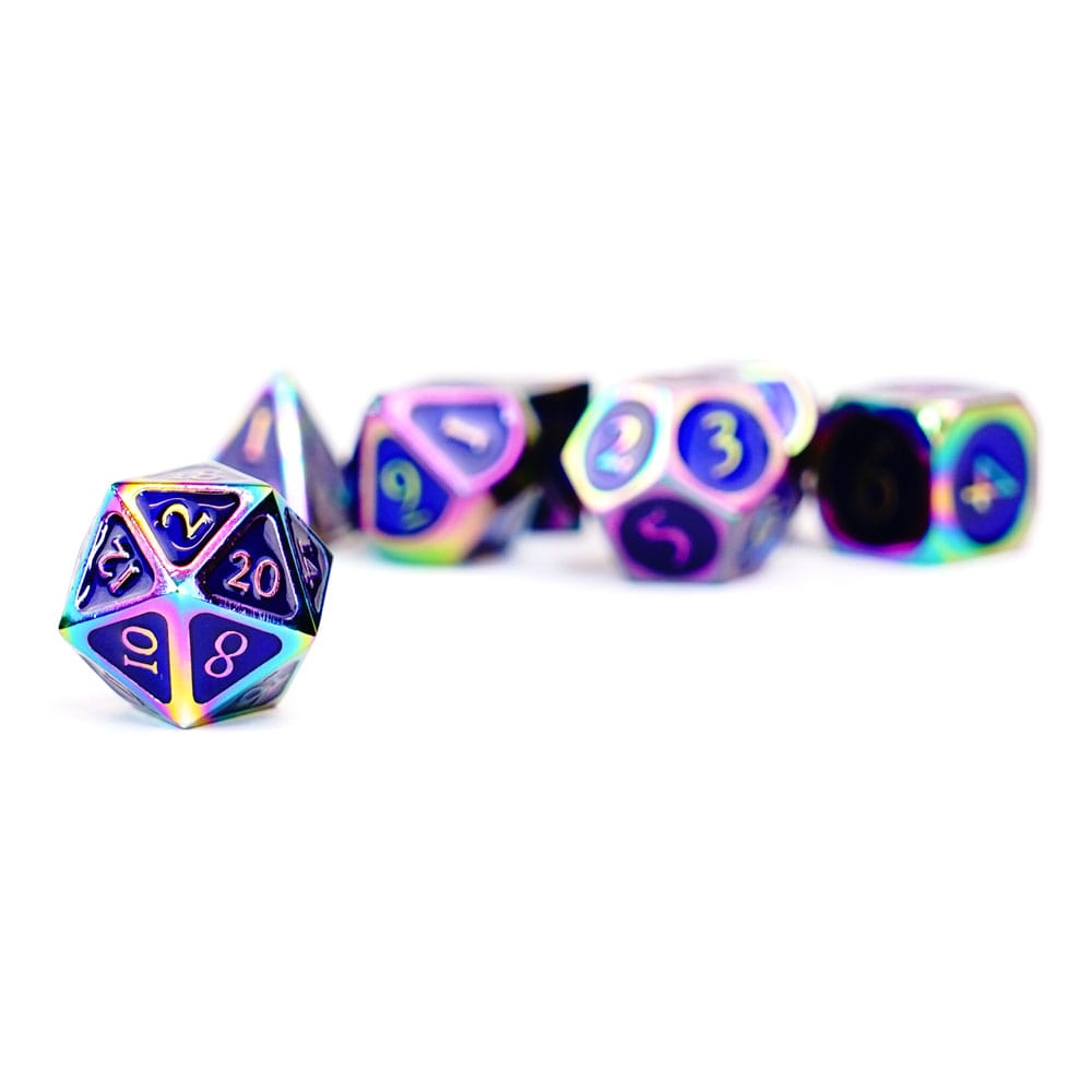 FanRoll Dice Set Rainbow with Blue Enamel (7)