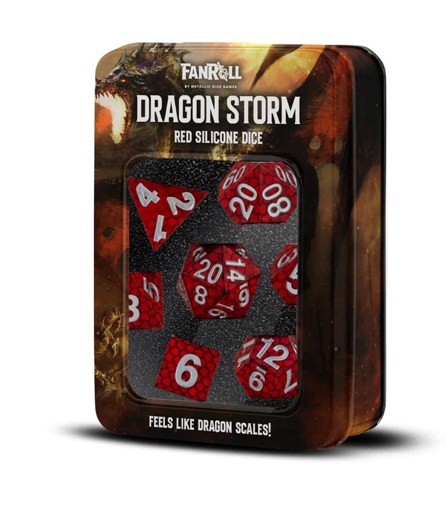 Dragon Storm Sharp Edge Silicone Dice Set Red Dragon Scales (7)