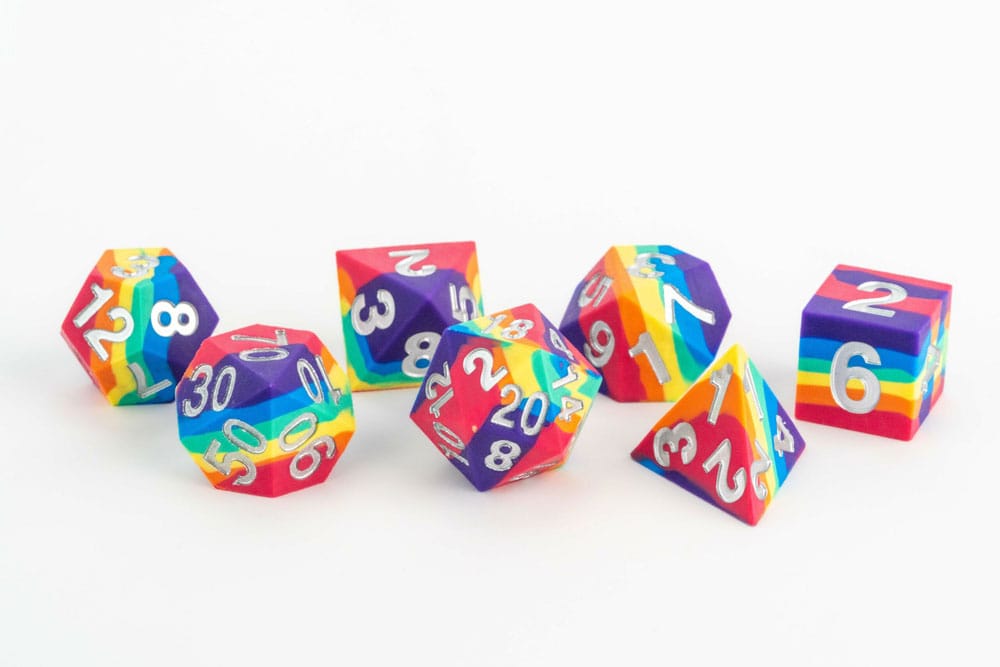 FanRoll Sharp Edge Silicone Dice Set Rainbow (7)