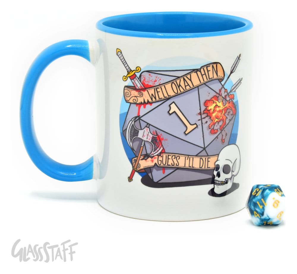 Glassstaff Gift Set Mug & Dice D20 Guess I'll Die