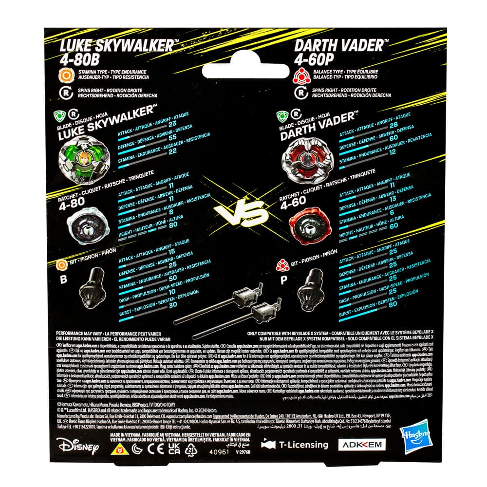 Beyblade X and Star Wars Collab Luke Skywalker 4-80B vs. Darth Vader 4-60B