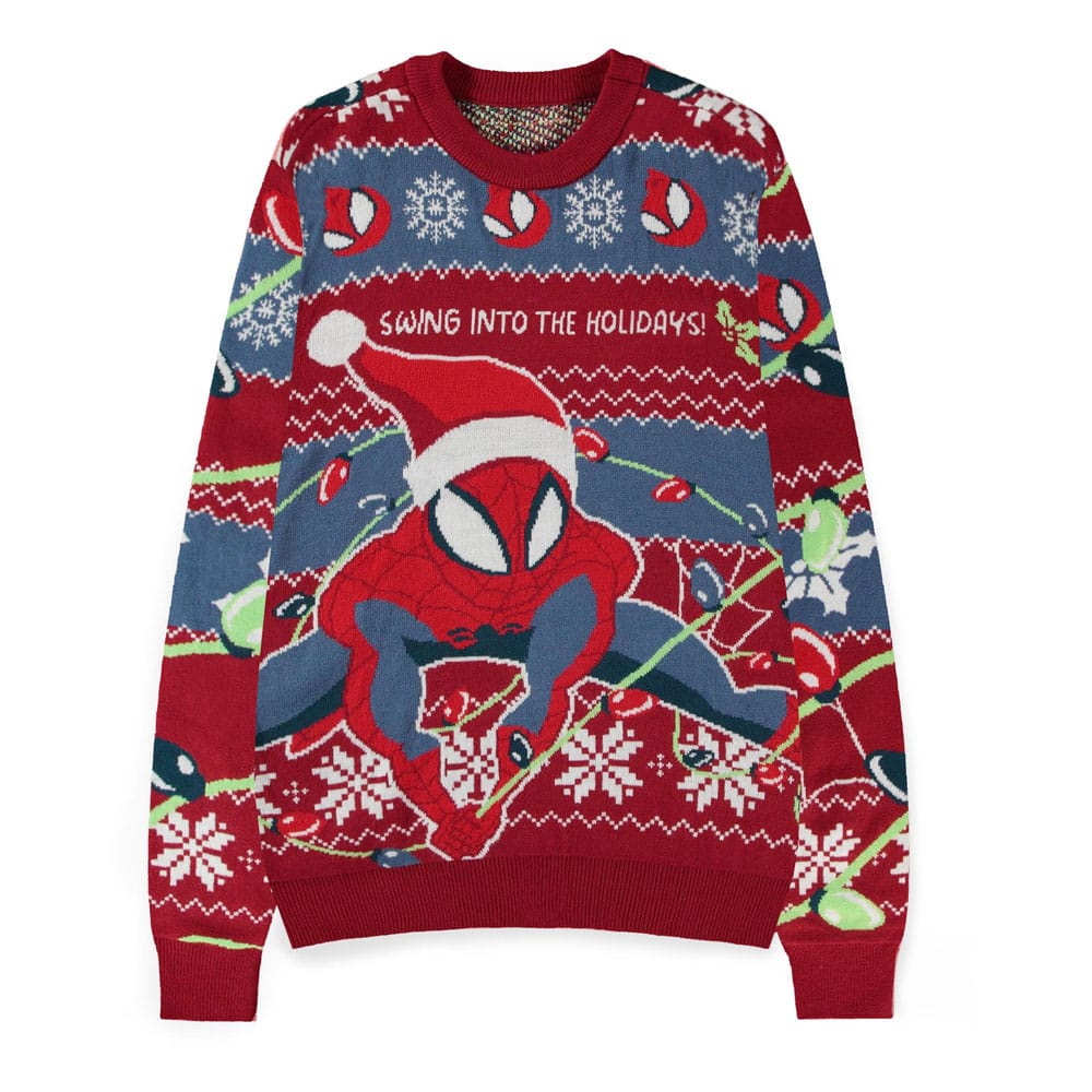 Spider-Man Sweater Swing into the Holidays (Christmas Jumper) Size M