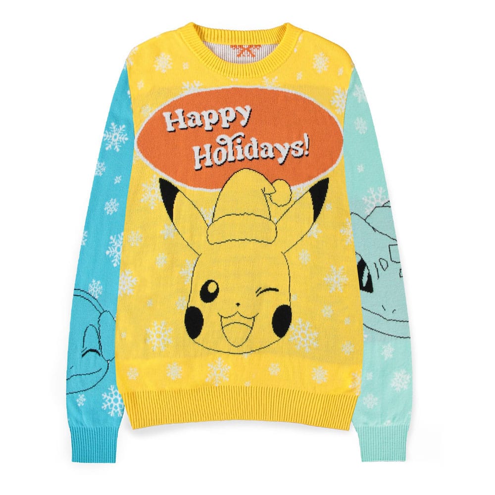 Pokémon Sweater Pikachu, Bulbasaur, Squirtle & Charmander (Christmas Jumper) Size L
