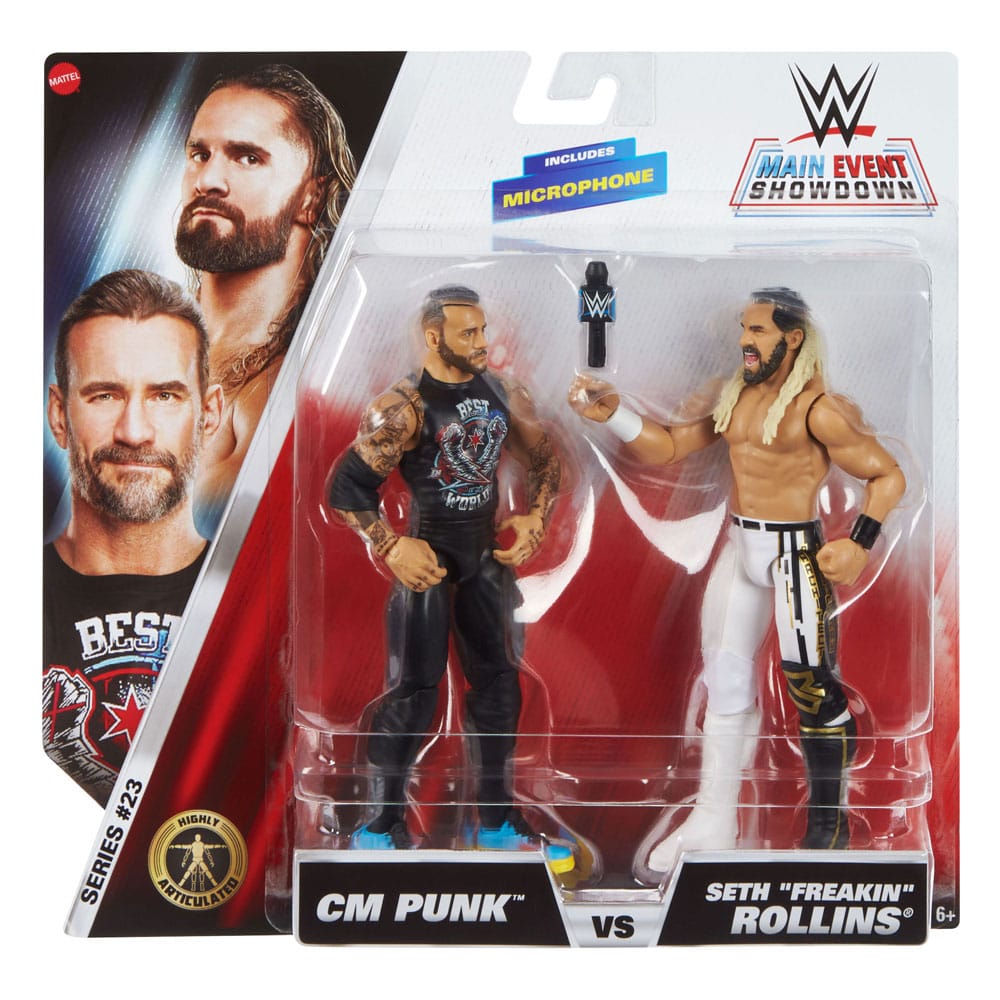 WWE Main Event Showdown Action Figures CM Punk vs Seth "Freakin" Rollins 2-Pack 15 cm