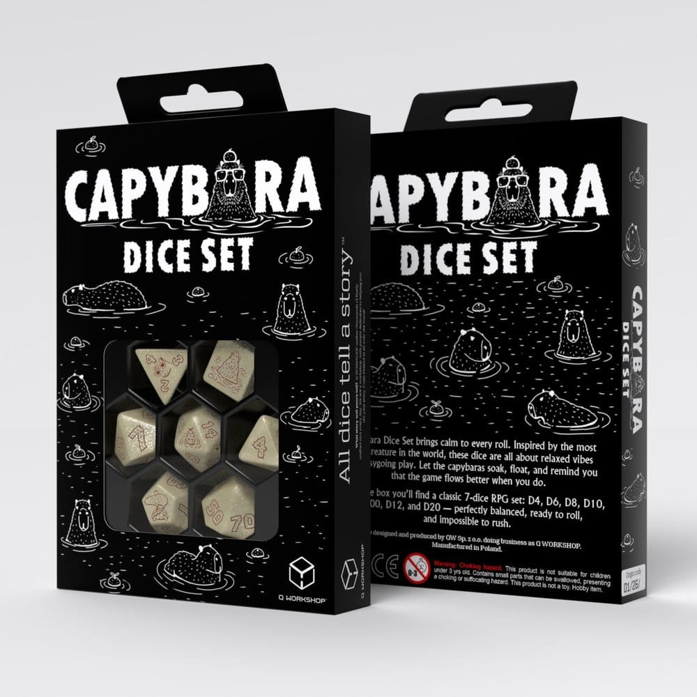 Capybara Dice Set of 7 Sleepie