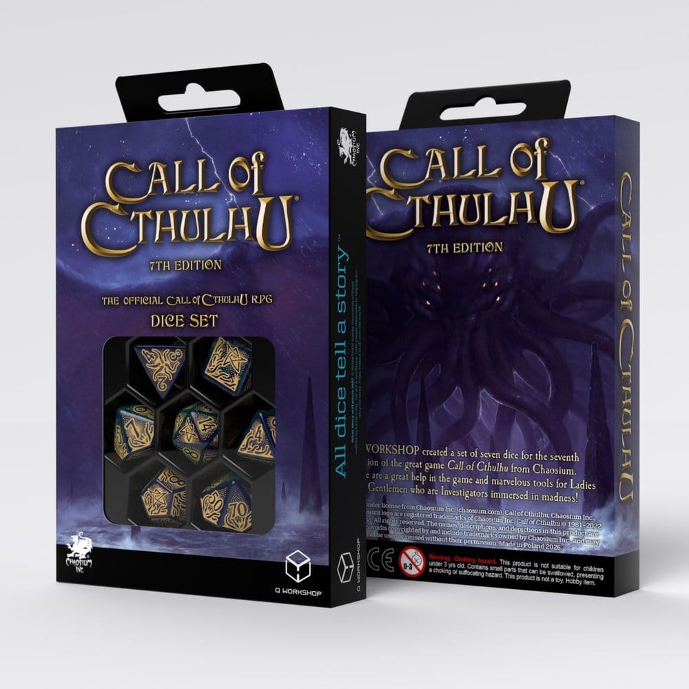 Call of Cthulhu 7th Edition Dice Set of 7 Blue-green & Gold