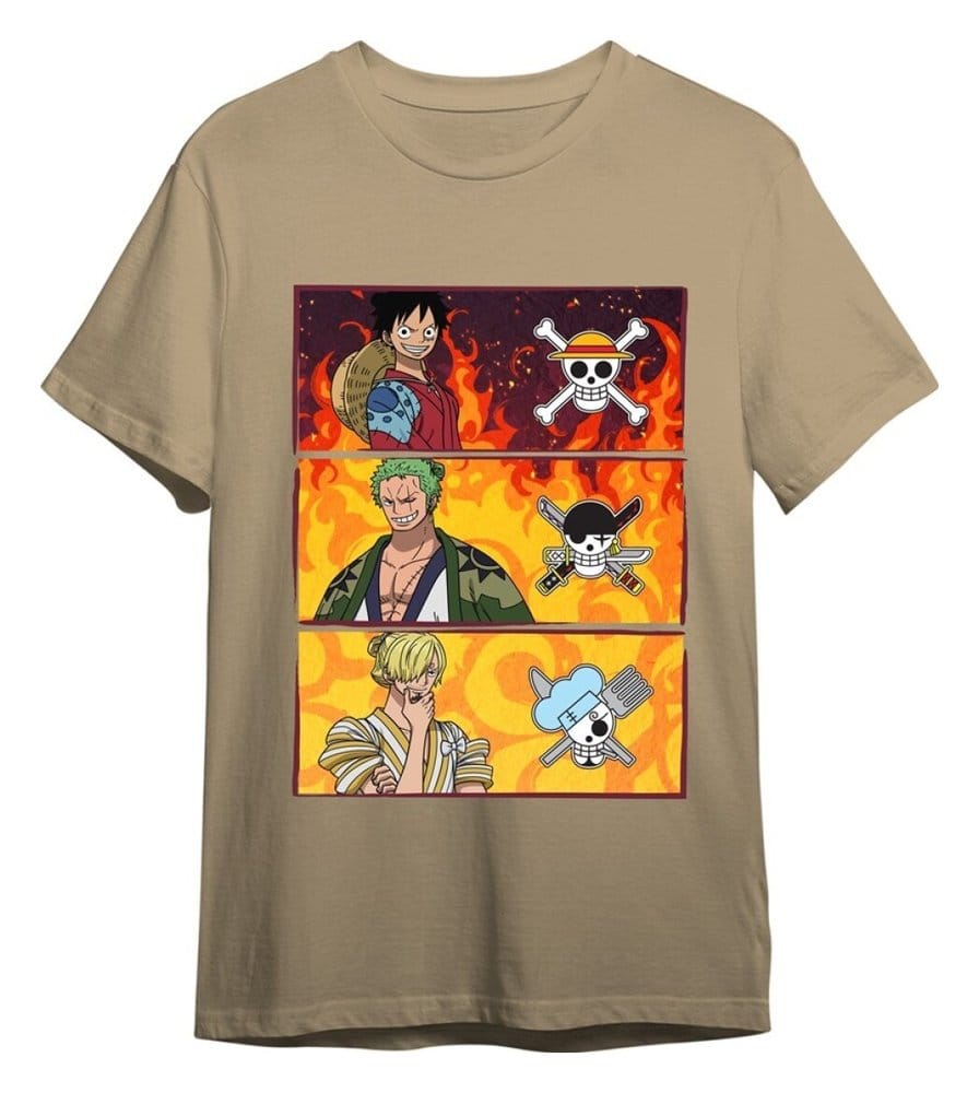 One Piece T-Shirt Monkey D. Luffy & Roronoa Zoro & Sanji Sand Size XXL