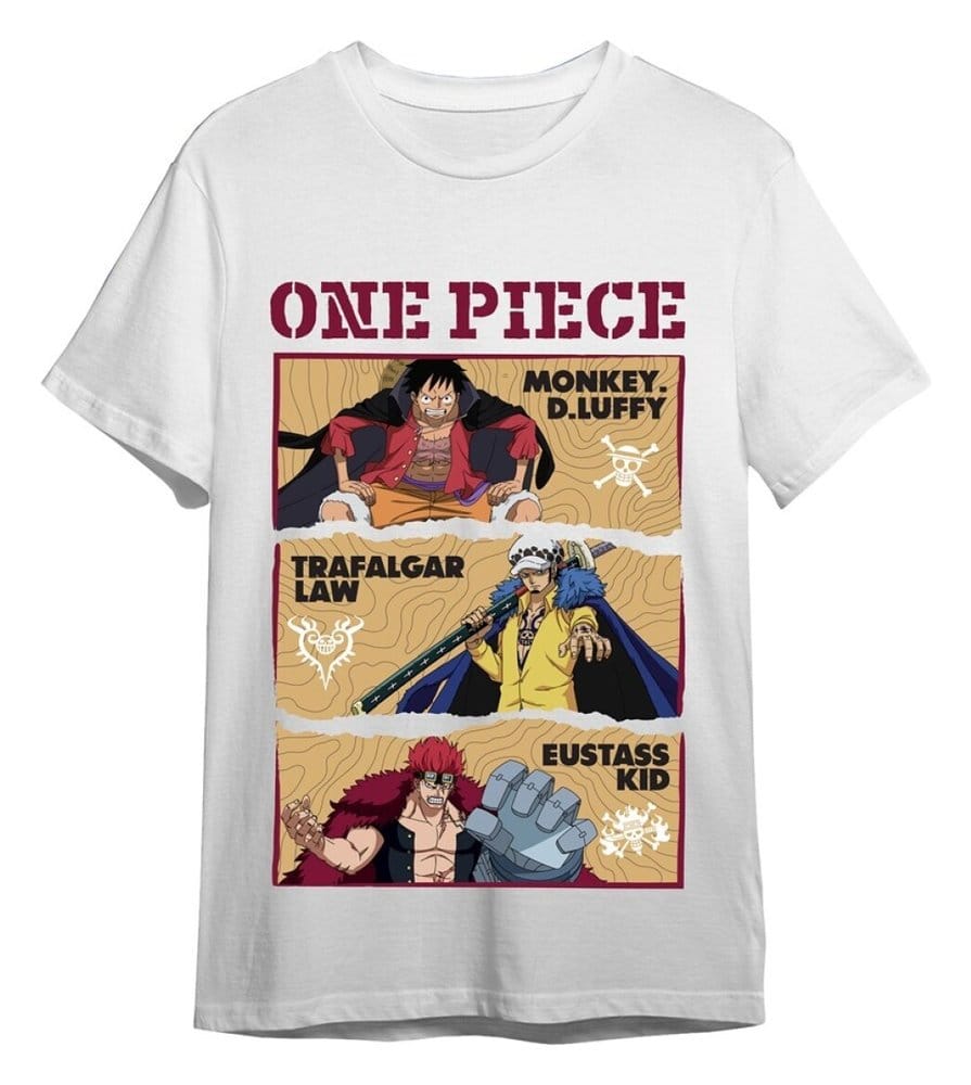 One Piece T-Shirt Luffy/Trafalgar/Eustass White Size XL