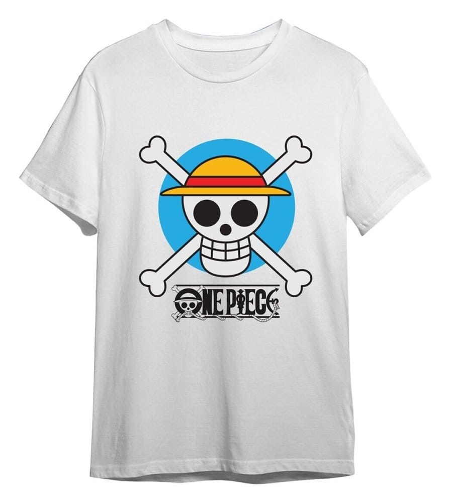 One Piece T-Shirt Circle Skull White Size L
