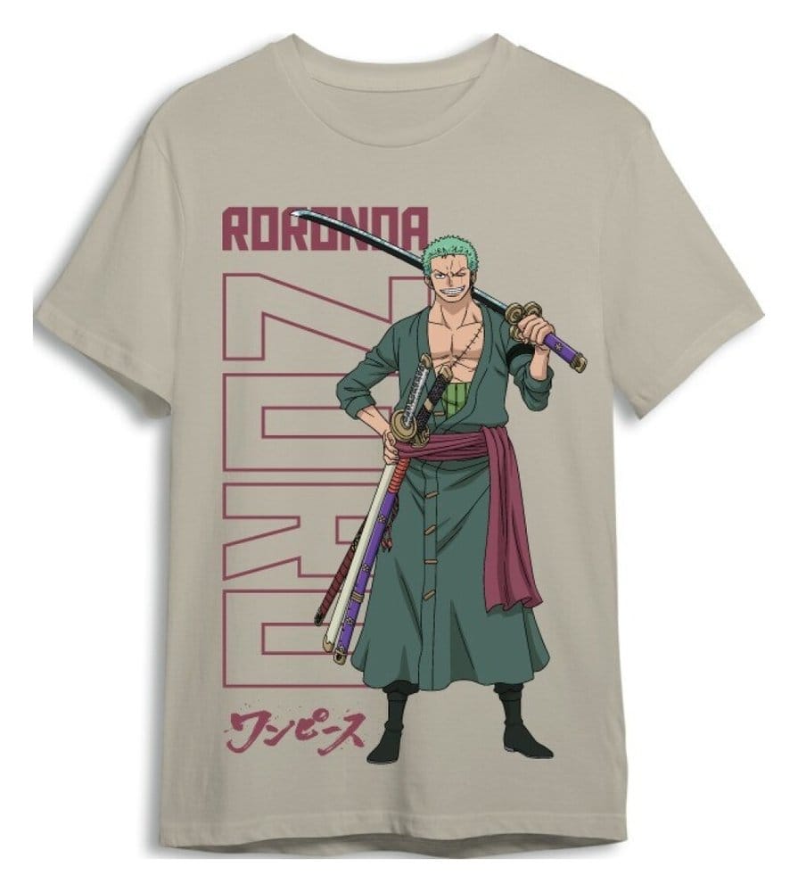 One Piece T-Shirt Roronoa Zoro Sand Size XL