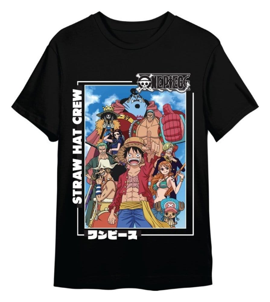 One Piece T-Shirt Straw Hat Crew Black Size L