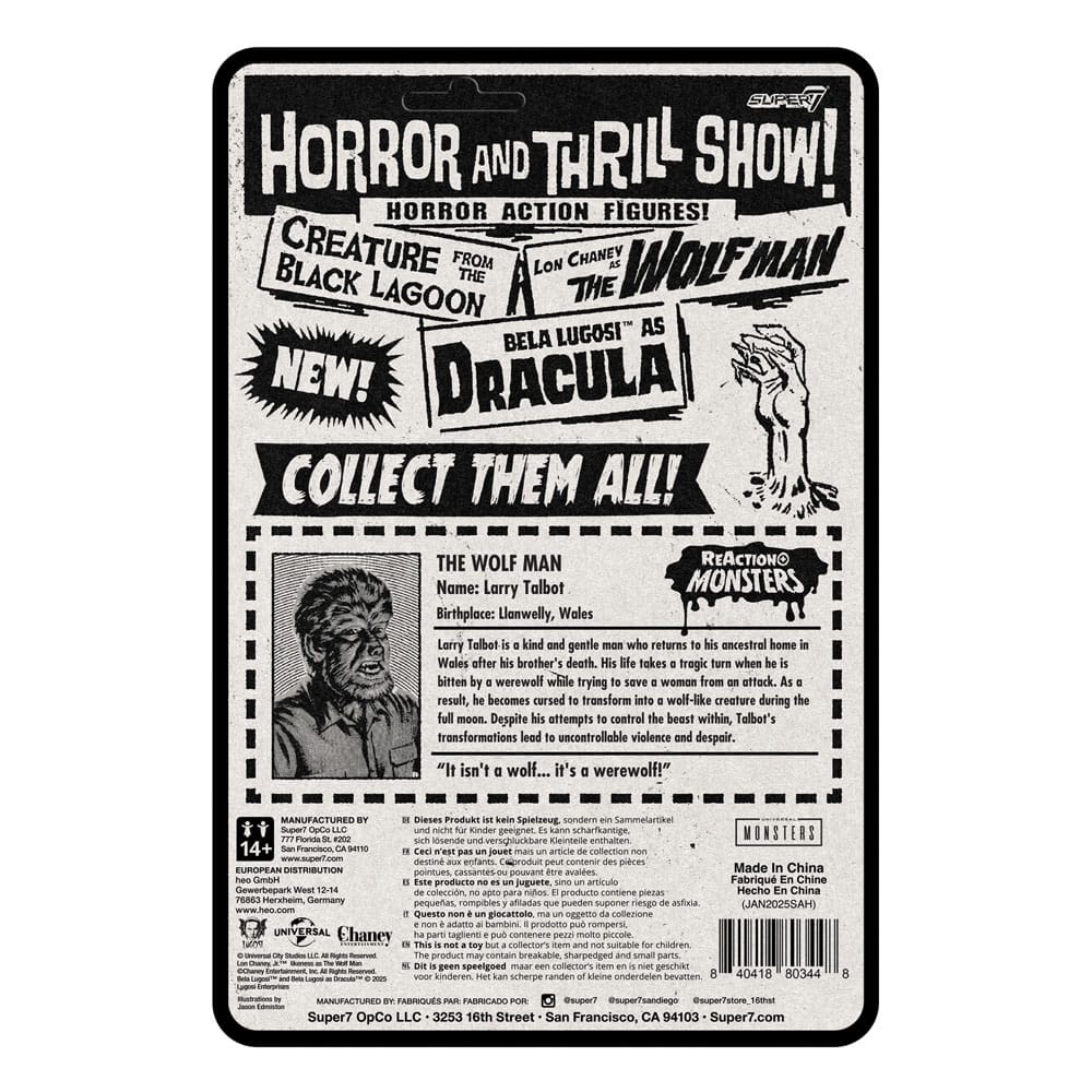 Universal Monsters ReAction+ Action Figure Wave 1 The Wolf Man 10 cm