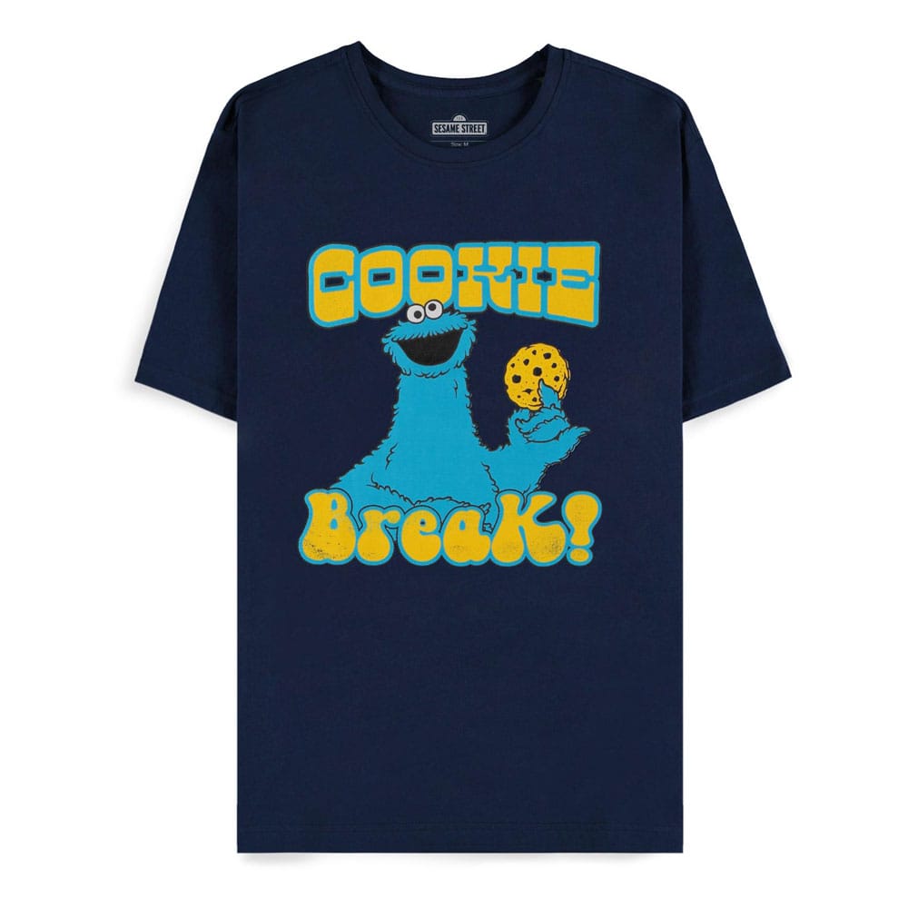 Sesame Street T-Shirt Cookie Monster Navy Cookie Break Size L