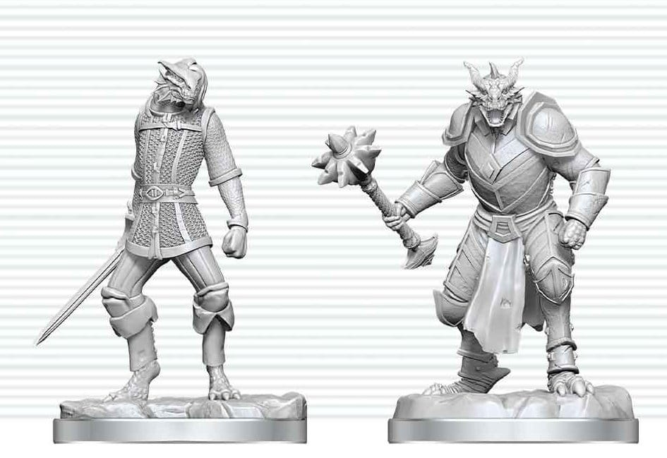 Dungeons & Dragons Nolzur's Marvelous Miniatures Unpainted Miniature Dragonborn Paladin & Dragonborn Squire 14 cm