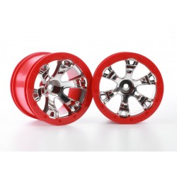 Traxxas 7271 Wheels, Geode 2.2" (chrome, red beadlock style) (12mm hex) (2)