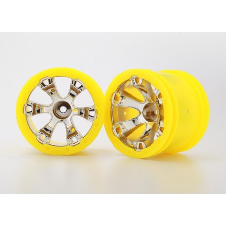 Traxxas 7275 Wheels, Geode 2.2" (chrome, yellow beadlock style) (12mm hex) (2)