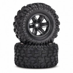 TRX7772 Tires & wheels (X-Maxx black wheels/ Maxx AT tires) (2) TRAXXAS 7772