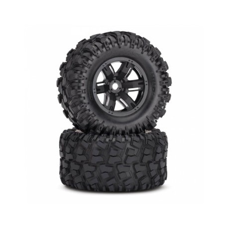TRX7772 Tires & wheels (X-Maxx black wheels/ Maxx AT tires) (2) TRAXXAS 7772