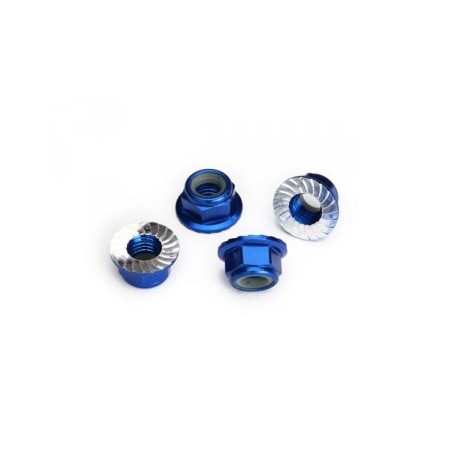 Traxxas 8447X Nuts flanged 5mm Blue Alu (4)