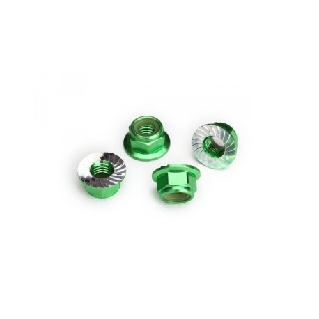 Traxxas 8447G Nuts flanged 5mm Green Alu (4)