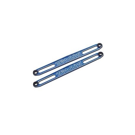 Traxxas 3923X Hold downs, battery (blue-anodized) (2)/ adhesive foam batte