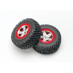 Traxxas 5873A Tires & Wheels SCT/SCT Red 4WD/2WD Rear (2)