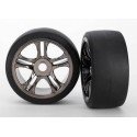 Traxxas 6479 Tires & wheels, assembled, glued (split-spoke, black chrome