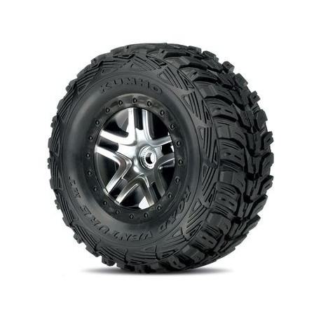 Traxxas 6874 Tires & Wheels, Kumho/Split-Spoke, 4WD/2WD Rear (2)