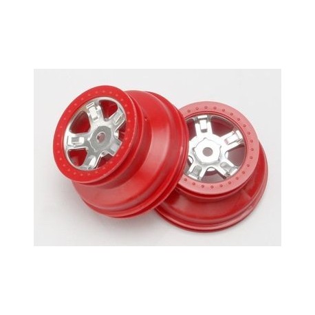 Traxxas 7072A Wheel SCT Satin Chrome, red beadlock(2)