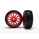 Traxxas 7573X 12-SP RED WHEELS, SLICK TIRES