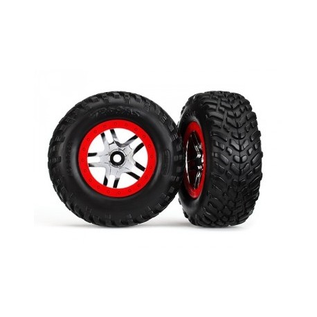 Traxxas 6891 Tires & Wheels, SCT/Split-Spoke, 4WD/2WD Rear (TSM) (2)