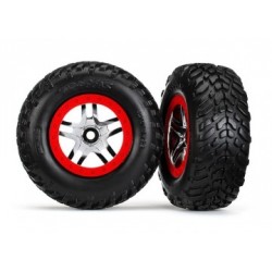 Traxxas 5977 Tires & Wheels, SCT/Split-Spoke, 4WD/2WD Rear (2)
