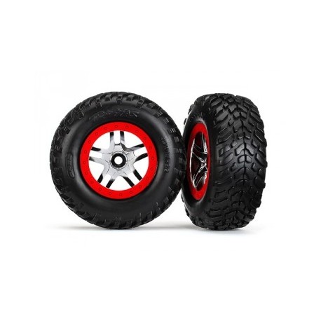 Traxxas 5977 Tires & Wheels, SCT/Split-Spoke, 4WD/2WD Rear (2)