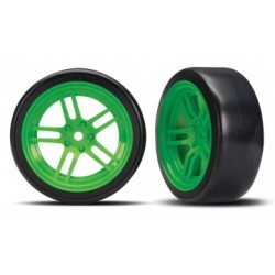 Traxxas 8376G Tires & Wheels Drift 1.9" on Green Split-spoke Front (2)