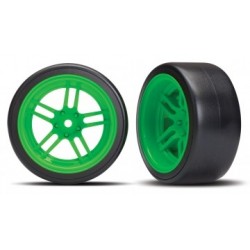 Traxxas 8377G Tires & Wheels Drift 1.9" on Green Split-spoke Rear (2)