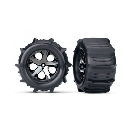 Traxxas 3689 Tires & Wheels Paddel/ All-Star Black Chrome 2.8" TSM (2)