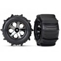 Traxxas 4175 Tires & WHeels Paddel/ All-Star Black Chrome 2.8" TSM (2)