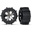 Traxxas 3776 Tires & Wheels Paddel/ All-Star Black Chrome 2.8" TSM (2)