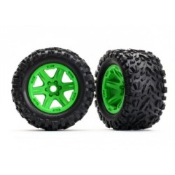 Traxxas 8672G Tires & Wheels 3,8" Talon EXT on Carbide Green 17mm (2)