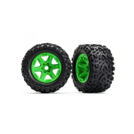 Traxxas 8672G Tires & Wheels 3,8" Talon EXT on Carbide Green 17mm (2)